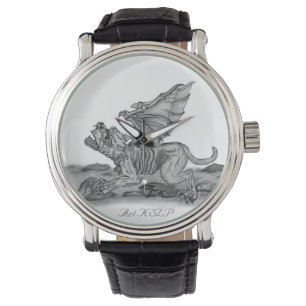 Golem Gargoyle, svartvit design Armbandsur