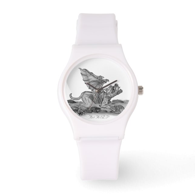 Golem Gargoyle, svartvit design Armbandsur (Framsida)