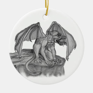 GOLEM - Gargoyle svartvit design Julgransprydnad Keramik