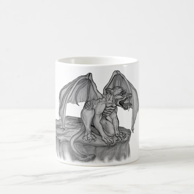 GOLEM - Gargoyle svartvit design Kaffemugg (Center)