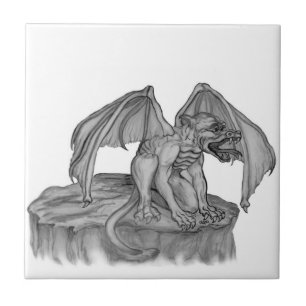GOLEM - Gargoyle svartvit design Kakelplatta