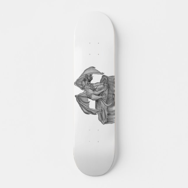 GOLEM - Gargoyle svartvit design Old School Skateboard Bräda 18 Cm (Framsida)