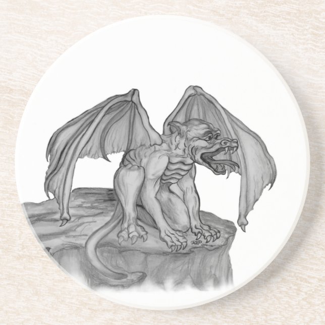 GOLEM - Gargoyle svartvit design Underlägg (Framsidan)
