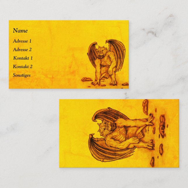 Golem Gargoyle Visitkort (Fram/baksida)