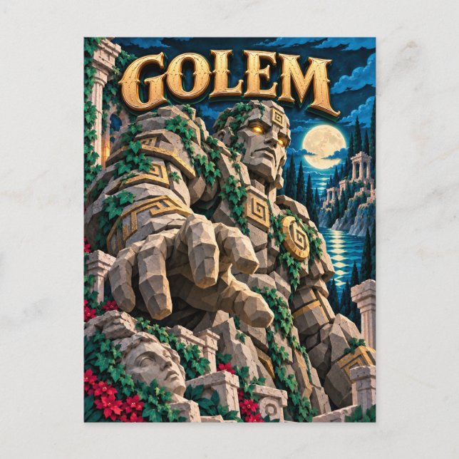 Golem, Pappersklippt Monster Vykort (Framsida)