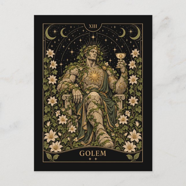 Golem, Starlit Tarot Konst Vykort (Framsida)