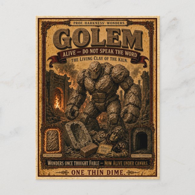 Golem, Vintage Circus Monster Vykort (Framsida)