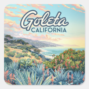 Goleta California Santa Barbara Isla Vista Vintage Fyrkantigt Klistermärke