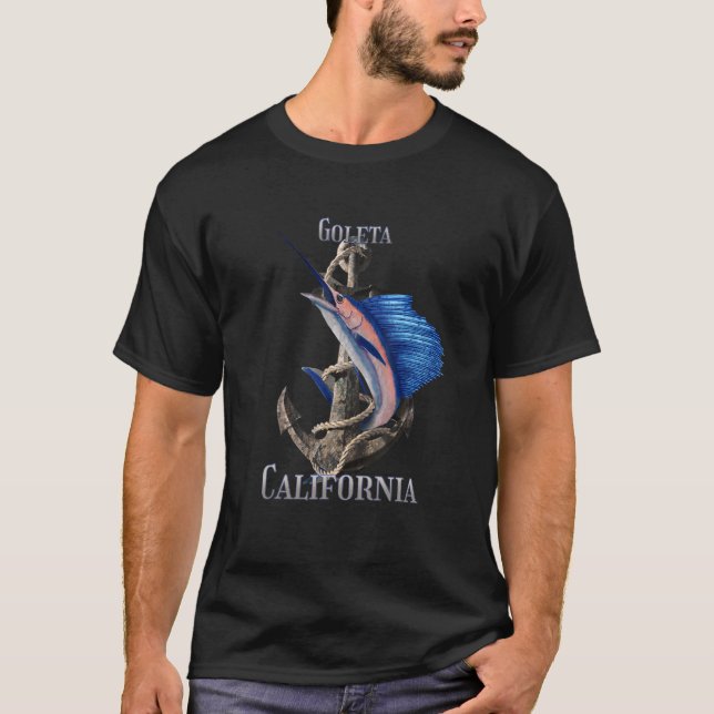 Goleta California Swordfish Marlin Ocean Fishing T Shirt (Framsida)