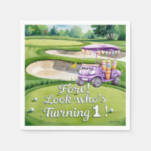 Golf 1:a födelsedag med Golf Cart på instickande G