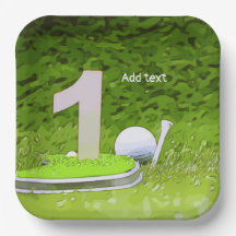 Golf 1:a födelsedag med nummer 1 på grönt gräs