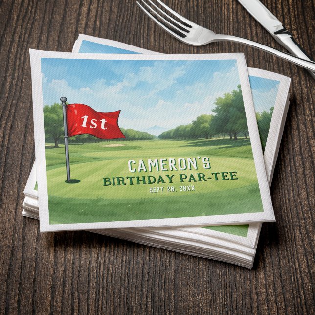 Golf 1:a födelsedag Party Hål i ett Pappersservett (Golf 1st Birthday Party Hole In One Par Tee Napkins
)