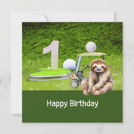 Golf 1:a födelsedagen med Sloth Golfer Kort
