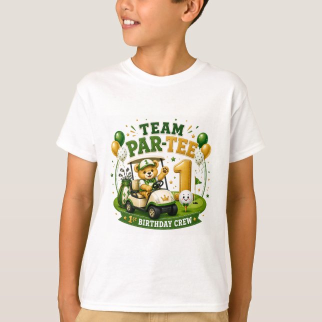 Golf 1-års födelsedagsfest t shirt (Framsida)
