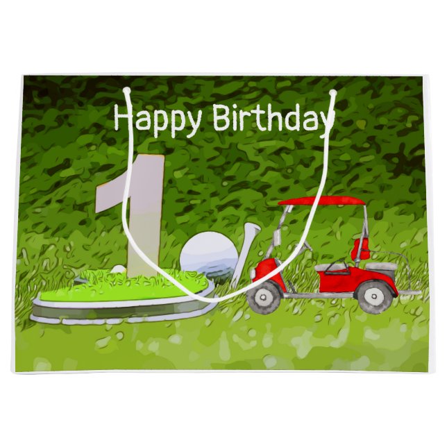 Golf 1-årsdag ett år gammalt golfer med nummer (Framsidan)