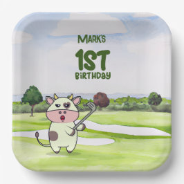 Golf 1-årsdag ett år gammalt golfer med nummer