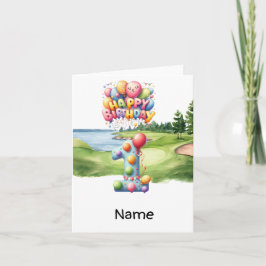 Golf 1-årsdag ett år gammalt golfer med nummer kort
