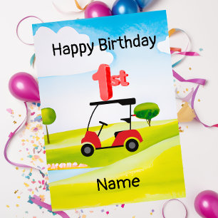 Golf 1-årsdag ett år gammalt golfer med nummer kort