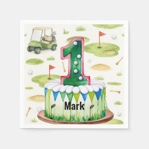 Golf 1-årsdag ett år gammalt golfnummer ett pappersservett
