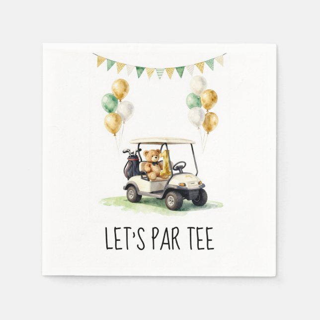 Golf 1-årsdag, låt oss ha en Par-Tee Pappersservett (Framsidan)