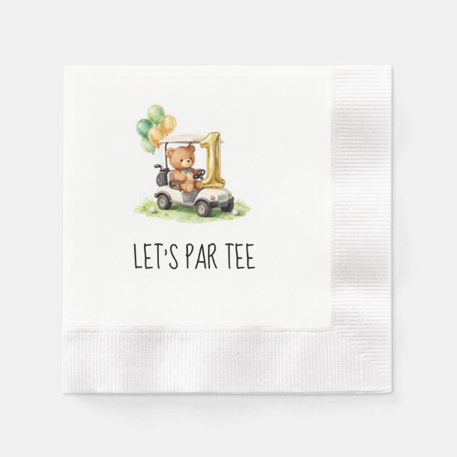 Golf 1-årsdag, låt oss ha en Par-Tee Pappersservett (Framsidan)