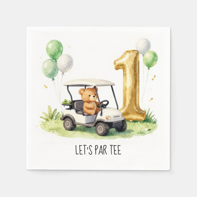 Golf 1-årsdag, låt oss ha en Par-Tee Pappersservett (Framsidan)