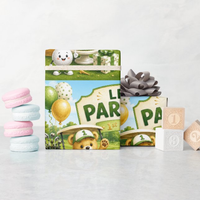 Golf 1-årsdag   Låt oss Par-Tee  Presentpapper (Baby Shower)