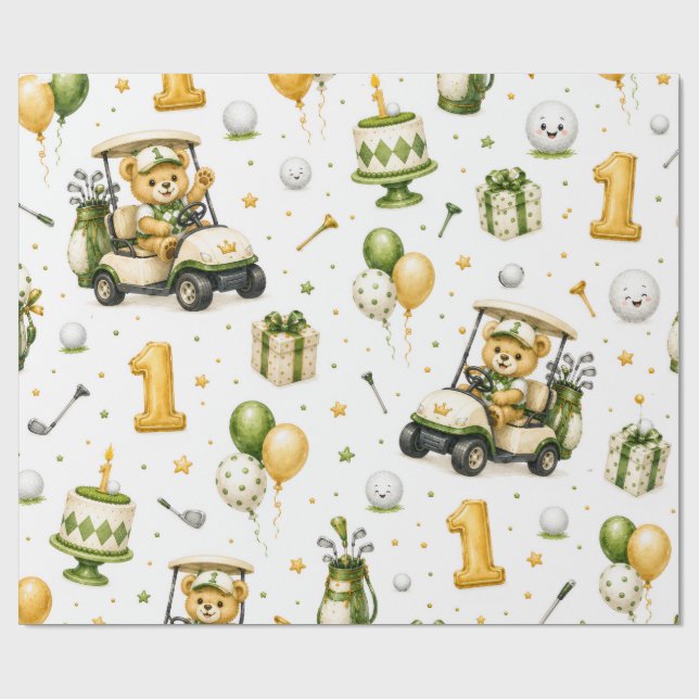 Golf 1-årsdag   Låt oss Par-Tee  Presentpapper (Platt)