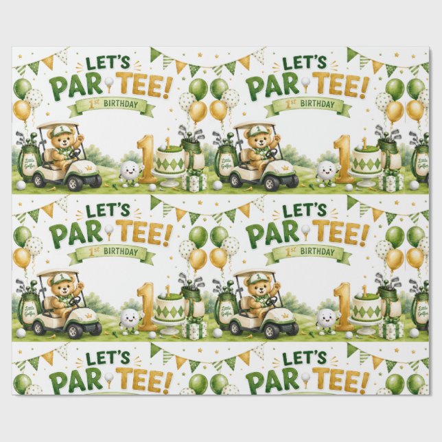 Golf 1-årsdag   Låt oss Par-Tee  Presentpapper (Platt)