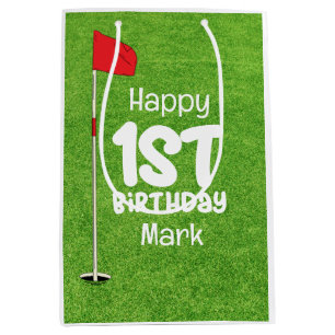 Golf 1st Birthday med golf flagga på grönt