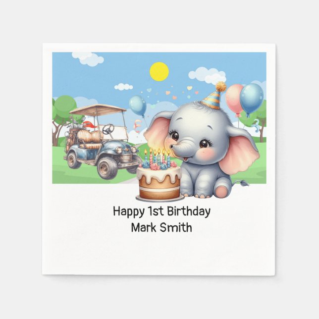 Golf 1st Birthday med golftema för Party Pappersservett (Framsidan)