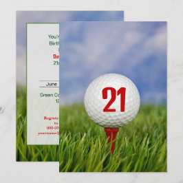 Golf 21:a födelsedagen Party Inbjudningar