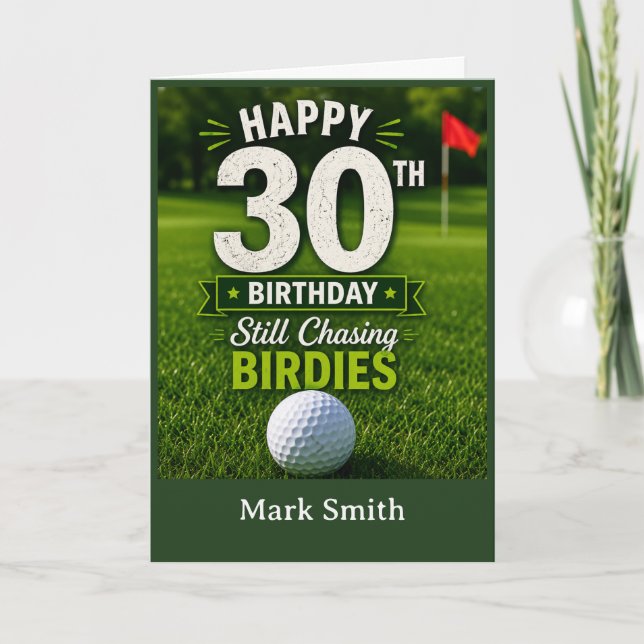 Golf 30-års födelsedags kort för golfare på green (Framsida)