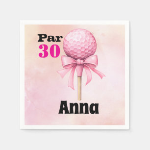Golf 30-års födelsedags Par tee kvinna rosa tema Pappersservett