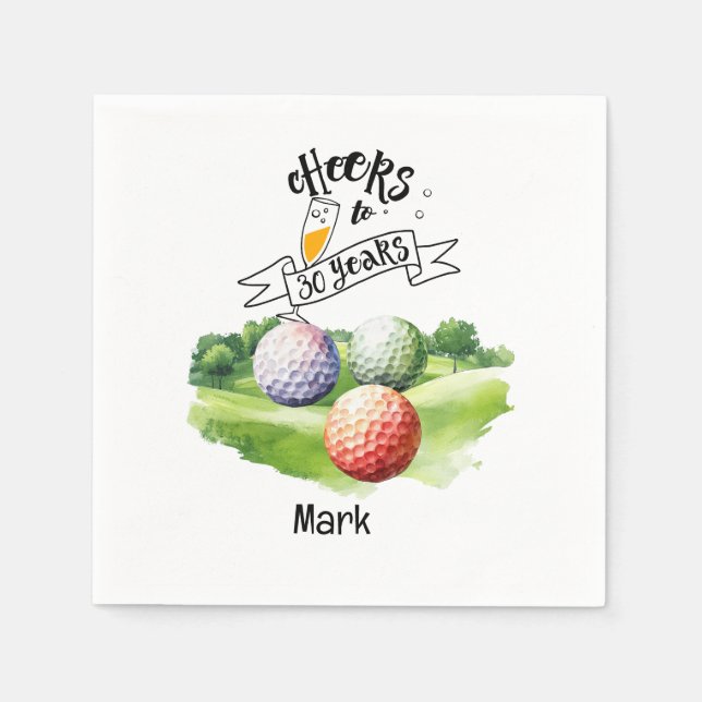 Golf 30-års födelsedagspar tee trettio fest vatten pappersservett (Framsidan)