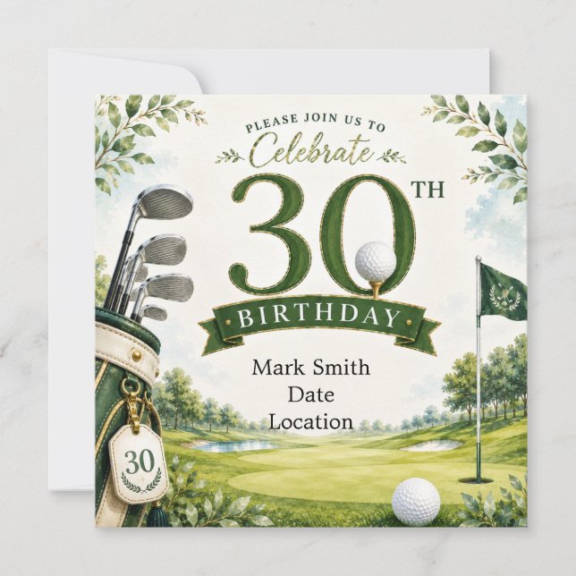 Golf 30-årsdag  inbjudningar (Framsida)