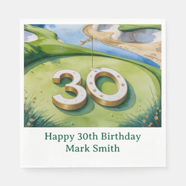 Golf 30-årsdag på golfbanan pappersservett (Framsidan)