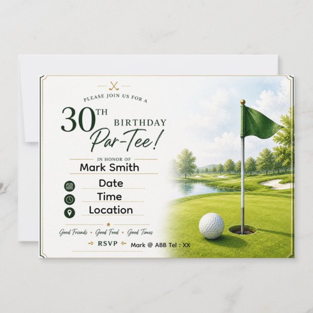 Golf 30-årsfest inbjudningar (Framsida)