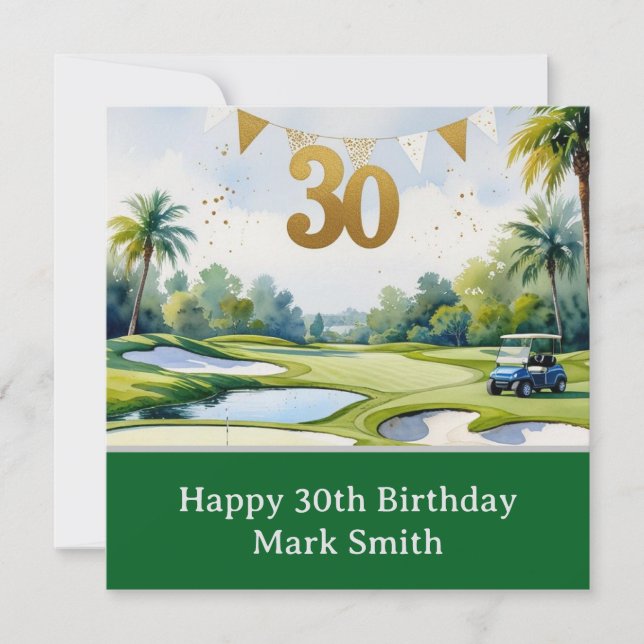 Golf 30-årsfirande på golfbana kort (Framsida)