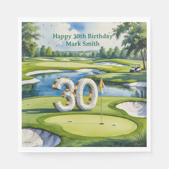 Golf 30-årsfirande på golfbana pappersservett (Framsidan)