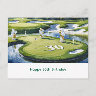 Golf 30-årsfirande på golfbana vykort