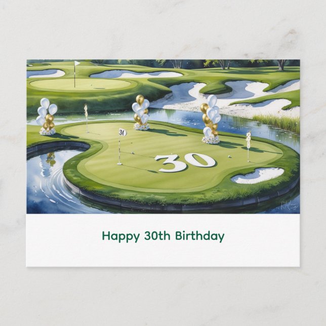 Golf 30-årsfirande på golfbana vykort (Framsida)