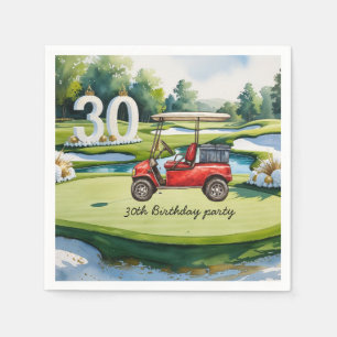 Golf 30års födelsedag golf boll och T på grönt Pappersservett