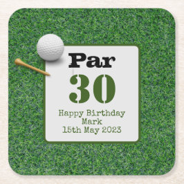Golf 30års födelsedag med golf boll på grönt gräs underlägg papper kvadrat