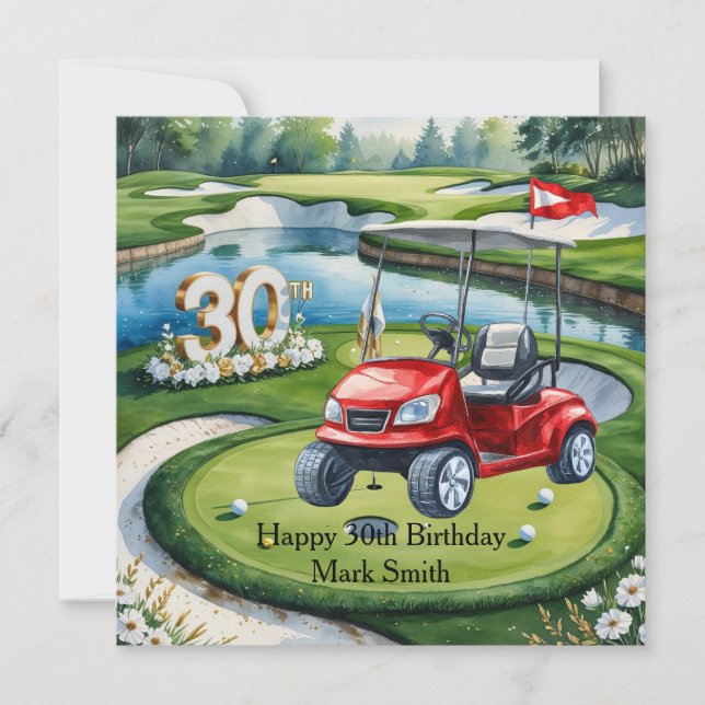 Golf 30års födelsedag på golfbana kort (Framsida)