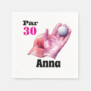 Golf 30års födelsedag Par garanterar kvinnans rosa Pappersservett