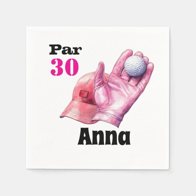 Golf 30års födelsedag Par garanterar kvinnans rosa Pappersservett (Framsidan)