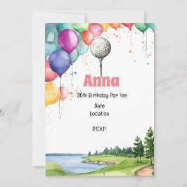 Golf 30års födelsedag Par-T med Balloon Inbjudningar