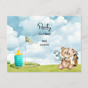 Golf 3-års födelsedag save the date för babypojke vykort