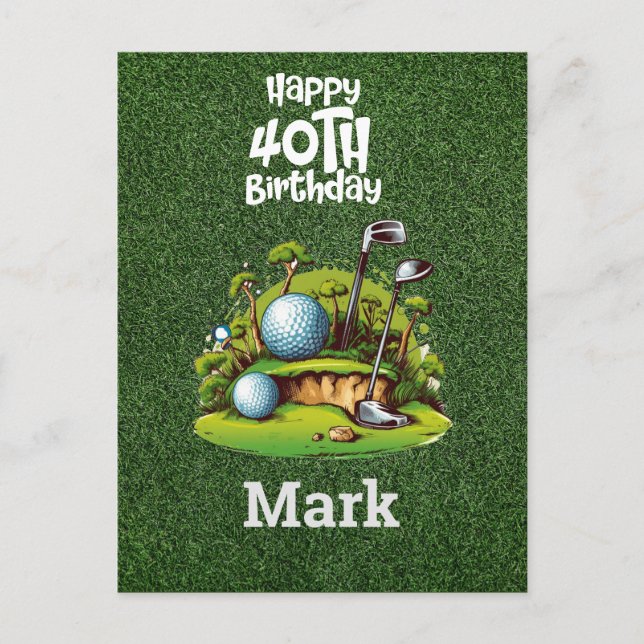 Golf 40-årsdag  Golfare År av att vara fantastisk Vykort (Framsida)